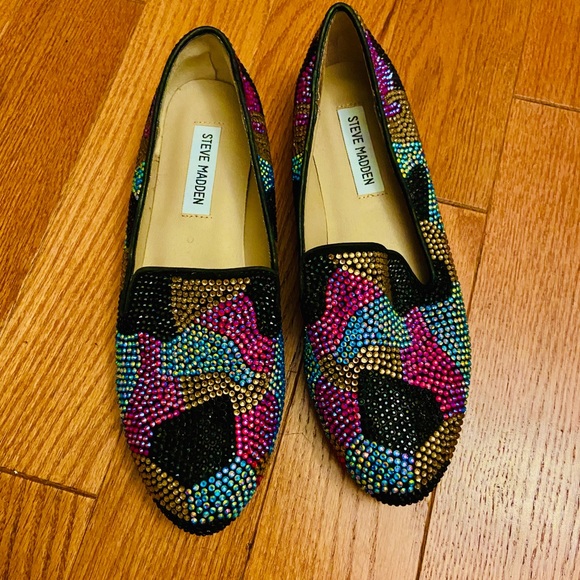 💖🦋 NWOT Rainbow Crystal Loafers by Steve Madden - Picture 5 of 8